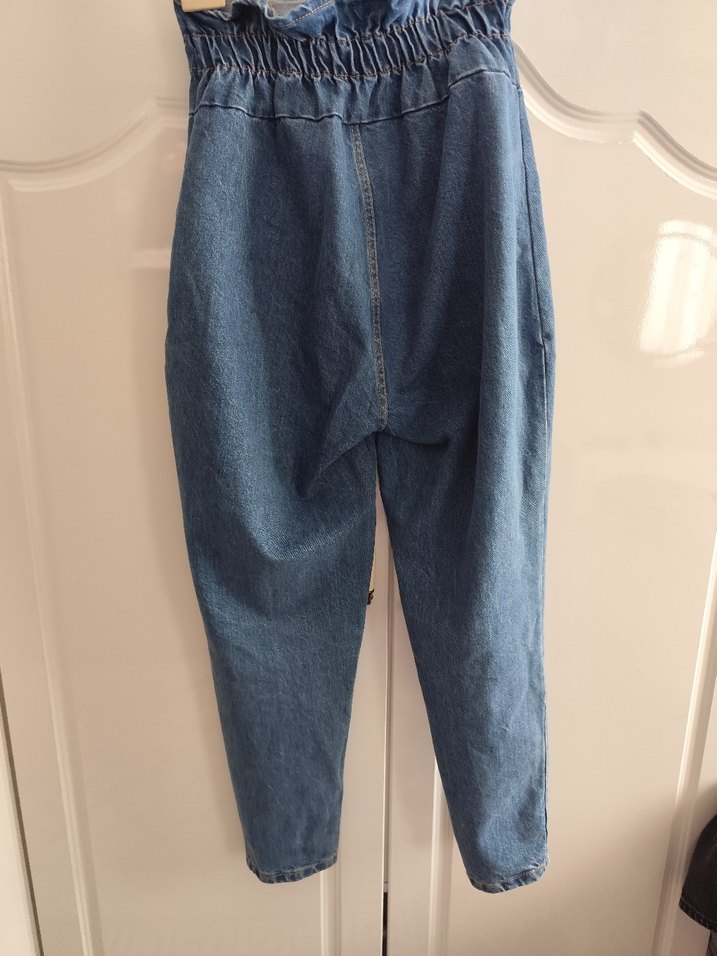 Kadın Kemerli Mavi Denim Midi Pantolon - Görsel 3