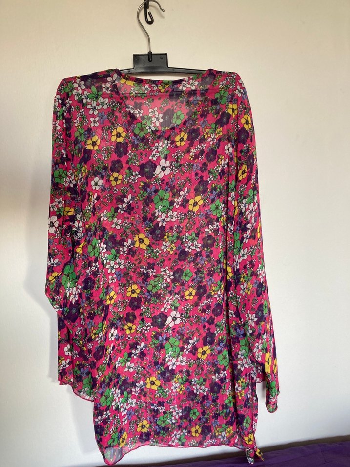 Renkli Çiçek Desenli Uzun Kollu Bohem Tunik - Görsel 2