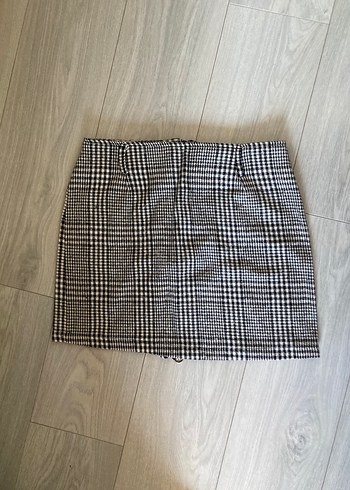 Ekose Desenli Gri Mini Etek - Görsel 2