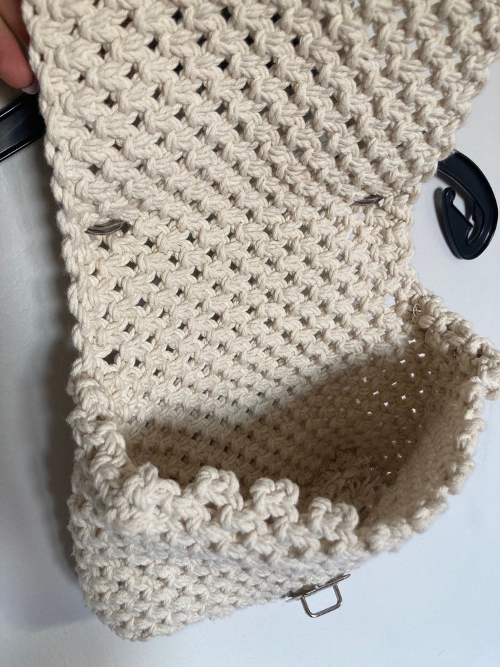 Makrome Bej Örgü Kadın El Çantası - Görsel 3