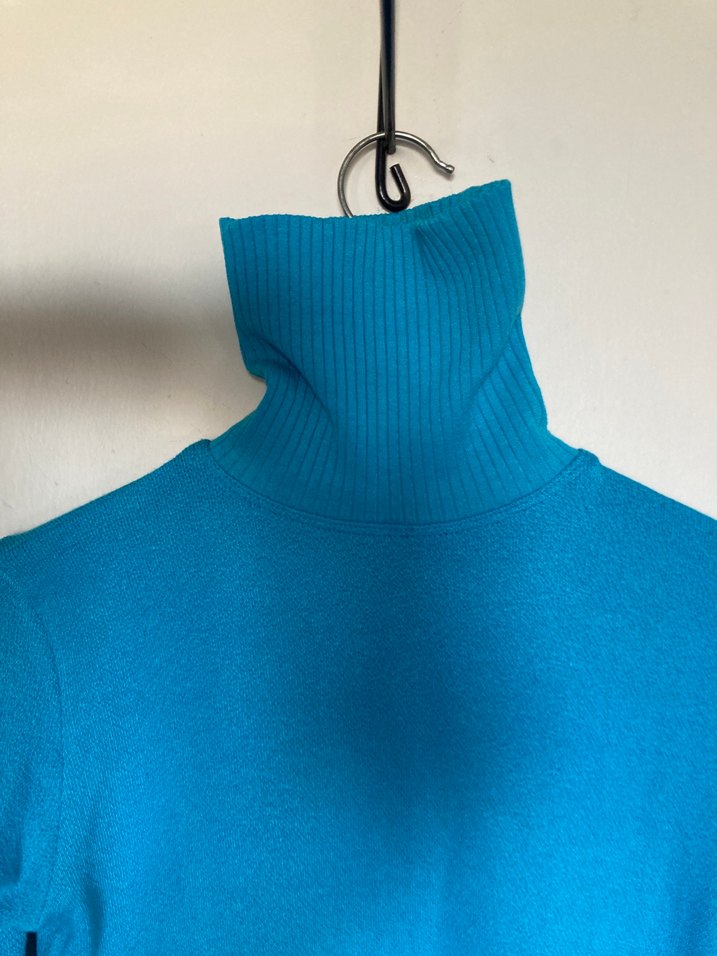 Kadın Turkuaz Boğazlı İnce Triko Kazak - Görsel 3