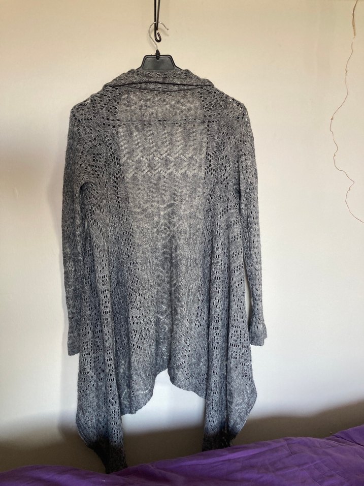 Gri Örgü Midi Hırka - Görsel 2