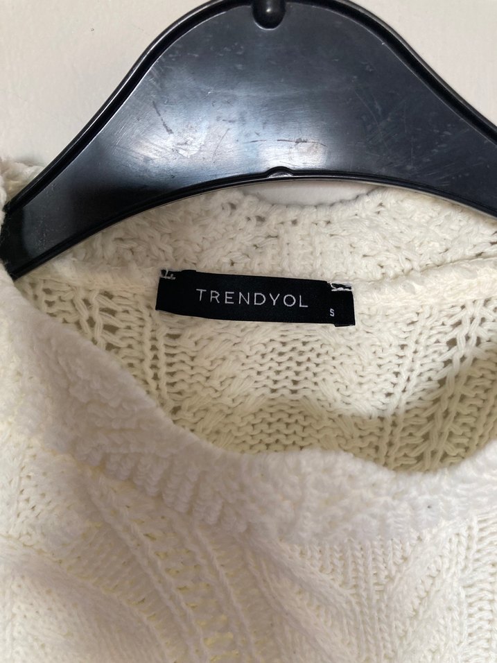 Beyaz Triko Örgü Kadın Kazak - Görsel 3