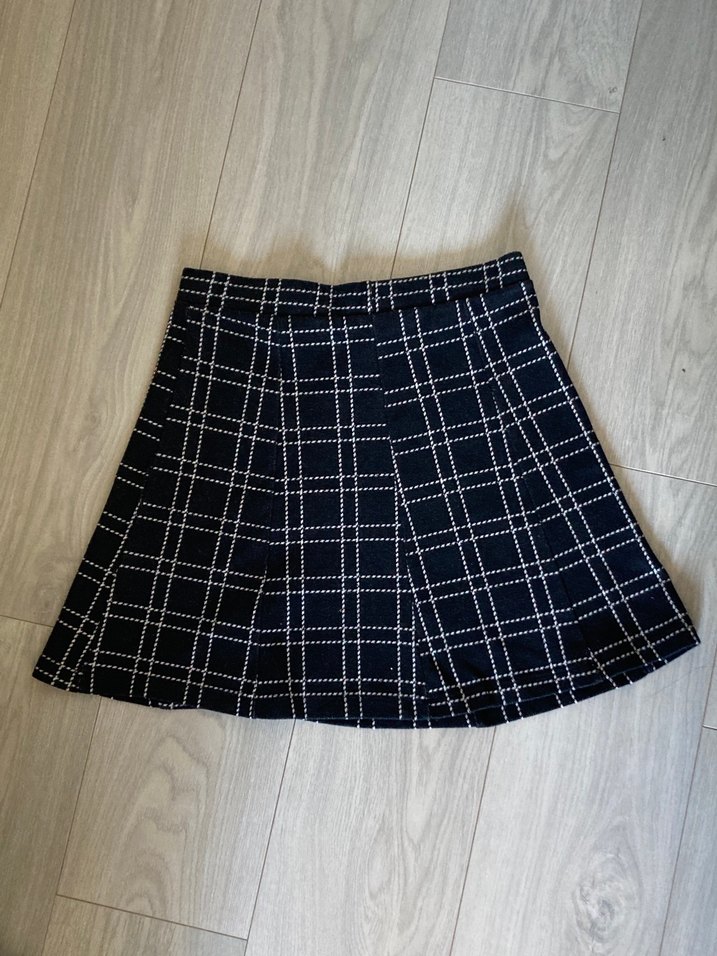 Ekose Desenli Pilili Midi Mini Etek - Görsel 2