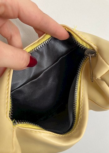 Tereyağı Sarısı Deri Fermuarlı Kadın Çanta - Görsel 3