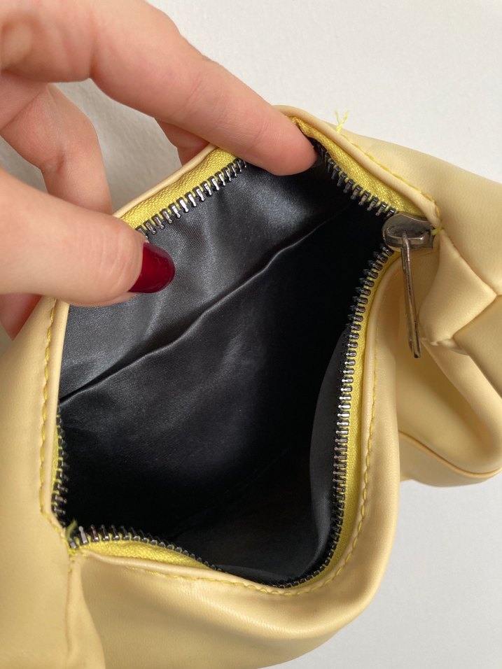 Tereyağı Sarısı Deri Fermuarlı Kadın Çanta - Görsel 3