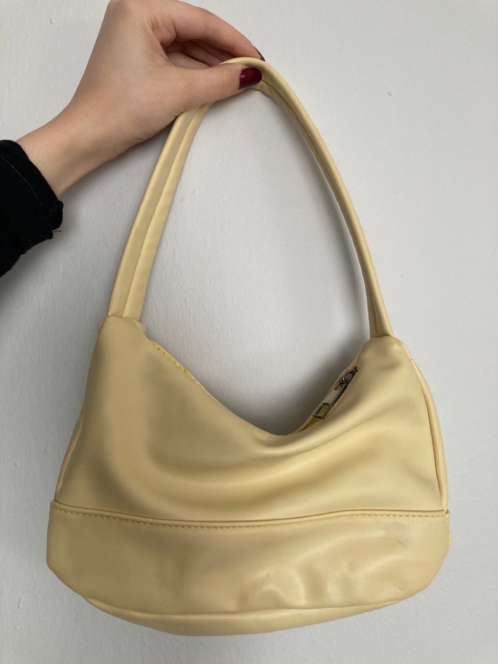 Tereyağı Sarısı Deri Fermuarlı Kadın Çanta - Görsel 2