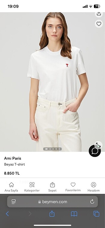 s Beden Orjinal Ami Paris tisort kadin small beden