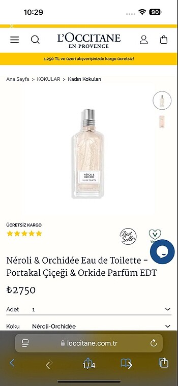Beden Loccitane neroli orchidee parfüm