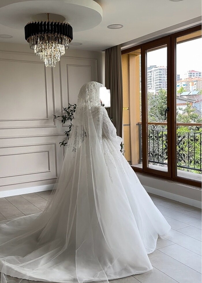 Özel dikim tasarım tesettür gelinlik - Görsel 2