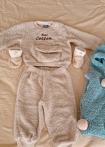 sütlü kahvei Peluş Bebek Kız Takımı Uzun Kollu