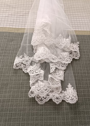 Dantel Detaylı Beyaz Vintage Gelin Duvağı - Görsel 10