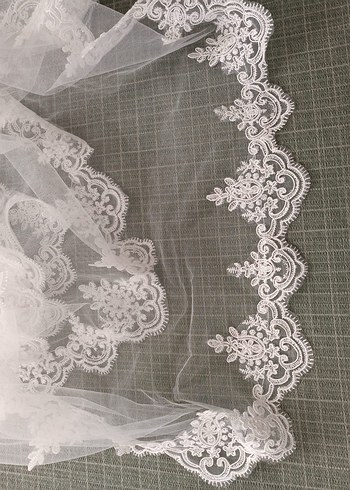 Dantel Detaylı Beyaz Vintage Gelin Duvağı - Görsel 4