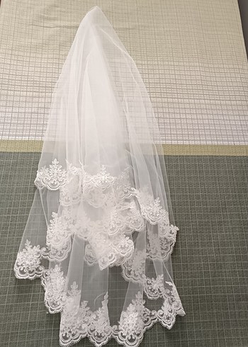 Dantel Detaylı Beyaz Vintage Gelin Duvağı - Görsel 3