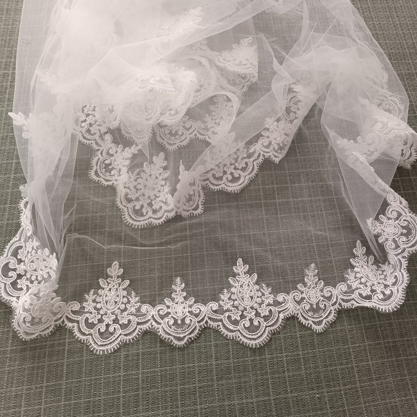 Dantel Detaylı Beyaz Vintage Gelin Duvağı - Görsel 5
