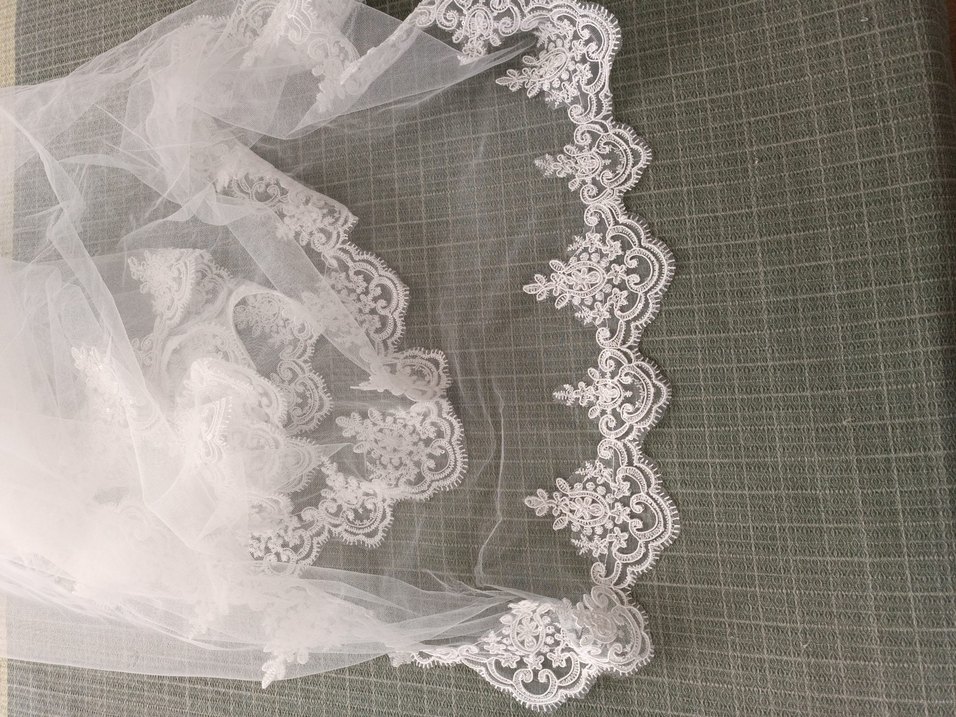 Dantel Detaylı Beyaz Vintage Gelin Duvağı - Görsel 4