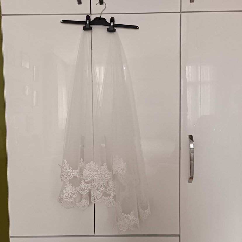 Dantel Detaylı Beyaz Vintage Gelin Duvağı - Görsel 2