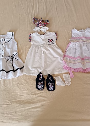 Nakışlı, Volanlı Beyaz Koton Kız Elbise - Görsel 7