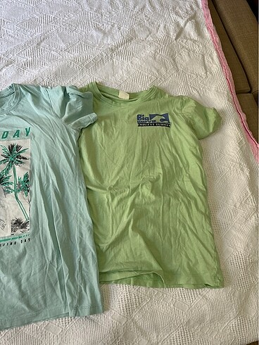 13-14 Yaş Beden yeşil Renk Erkek çocuk üç adet t shirt