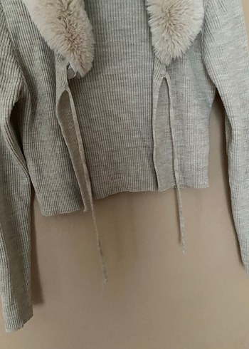 Kürk Detaylı bej Kadın Triko - Görsel 3