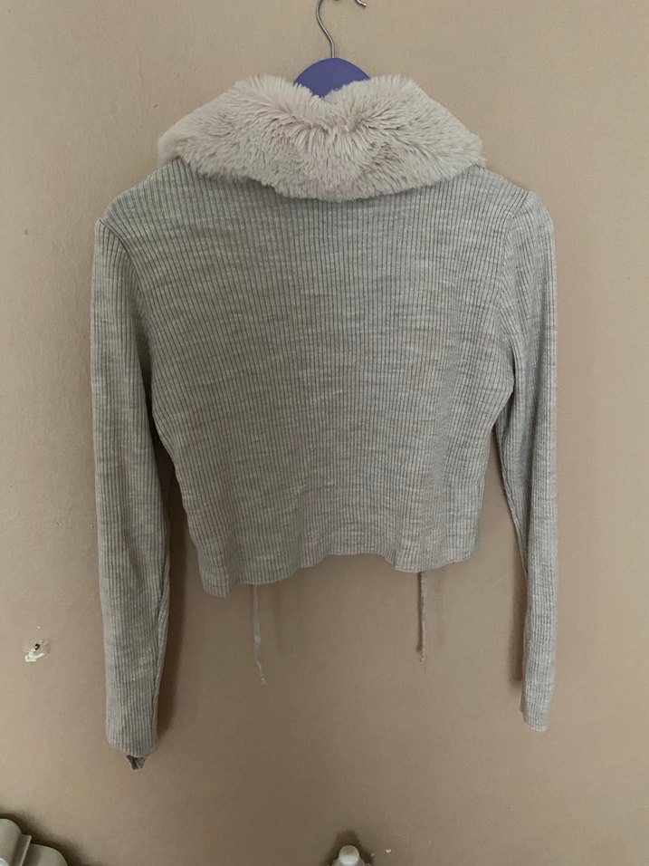 Kürk Detaylı bej Kadın Triko - Görsel 4