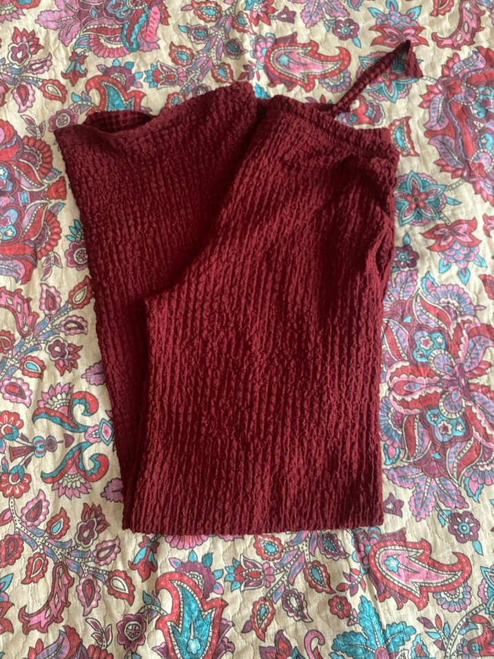 Bordo Bohem Salaş Keten Pantolon - Görsel 2