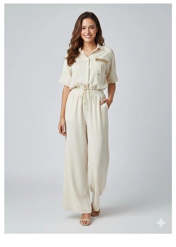 Kadın Uzun Kesim Kısa Kollu Haki Takım - Görsel 3