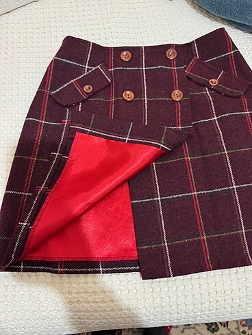 s Beden bordo Renk Kışlık mini etek