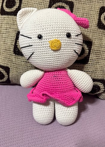 Pembe El Örgüsü Peluş Kedi Oyuncak