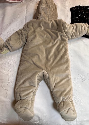 Kapüşonlu Gri Bebek Tulumu - Görsel 3