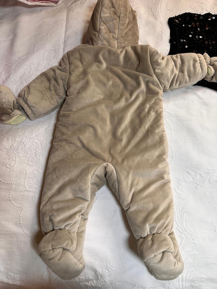 Kapüşonlu Gri Bebek Tulumu - Görsel 3