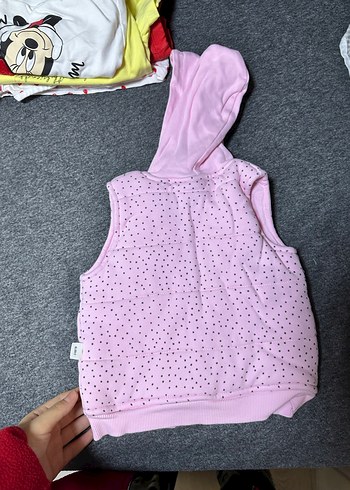 Kız Çocuk Kapüşonlu Pembe Triko Yelek - Görsel 5