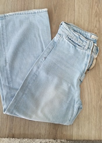Kadın Açık Mavi Loose Fit Midi Kot Pantolon
