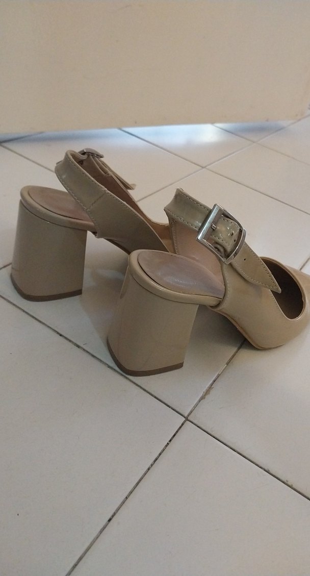 Bej Kadın Stiletto Topuklu Tokalı Ayakkabı - Görsel 5