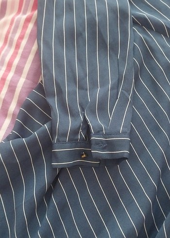 mavi Çizgili Uzun Kollu Piliseli Elbise - Görsel 4