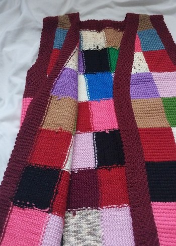 Çok Renkli Örgü Kadın Yelek - Görsel 2