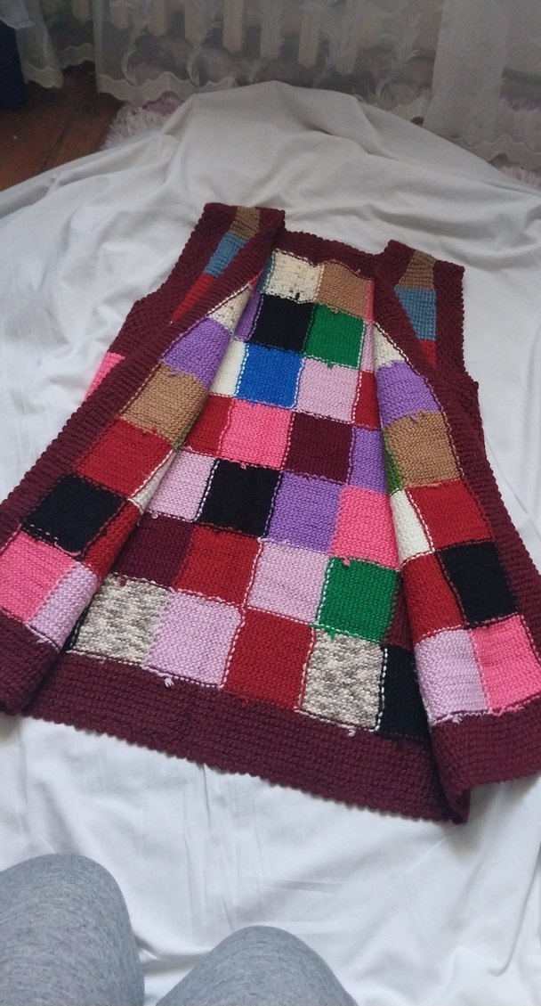 Çok Renkli Örgü Kadın Yelek - Görsel 3