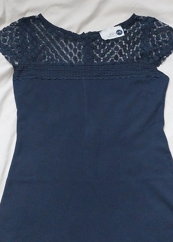 Dantel Detaylı Lacivert Hamile Bluzu - Görsel 2