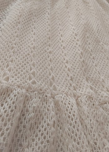 Beyaz Bohem Uzun Dantel Detaylı Elbise - Görsel 3