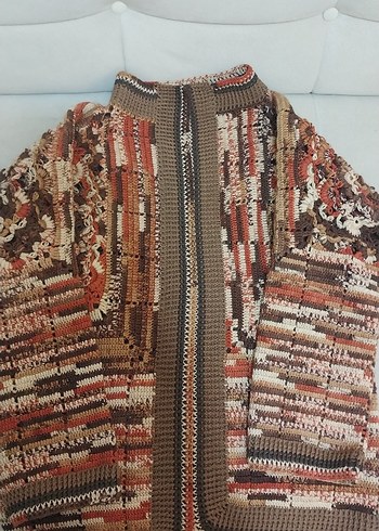 Bohem Uzun Kollu Örgü Boğazlı Hırka - Görsel 5