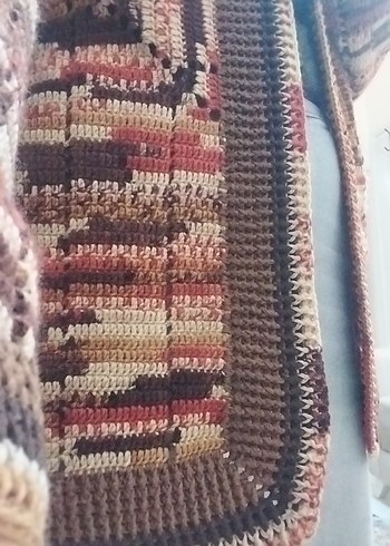 Bohem Uzun Kollu Örgü Boğazlı Hırka - Görsel 3