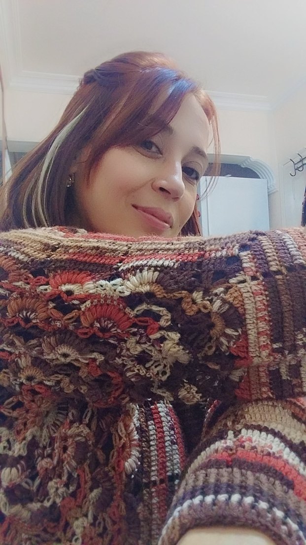 Bohem Uzun Kollu Örgü Boğazlı Hırka - Görsel 2