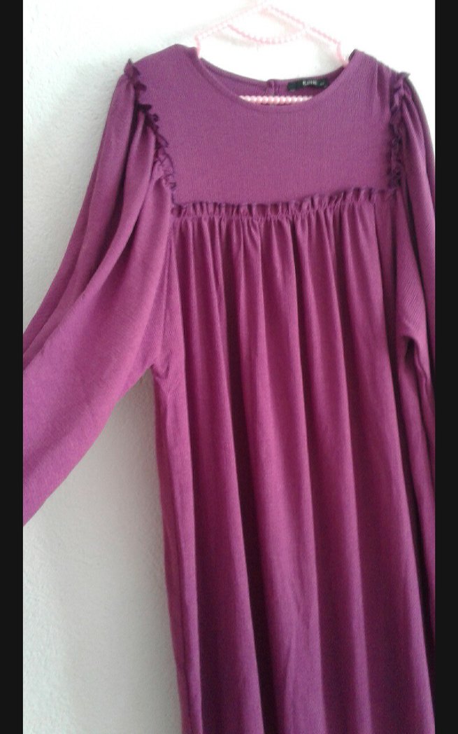 Uzun Kollu Salaş Elbise robalı elbise - Görsel 4