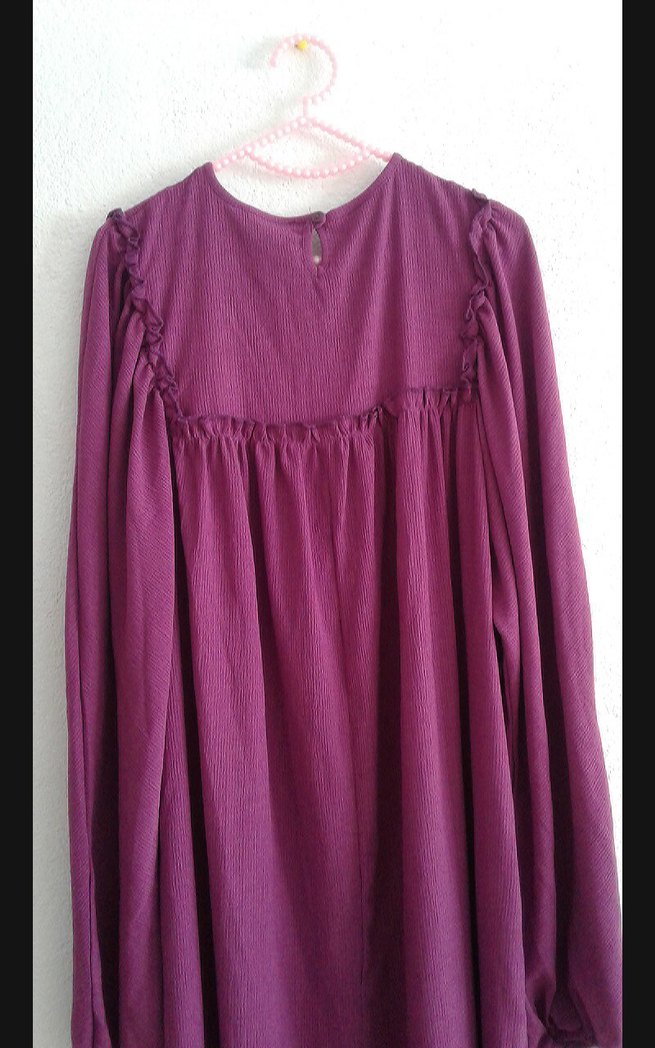 Uzun Kollu Salaş Elbise robalı elbise - Görsel 3