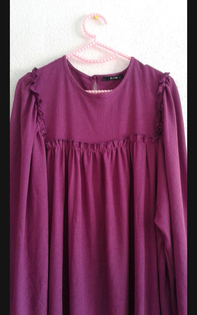 Uzun Kollu Salaş Elbise robalı elbise - Görsel 2