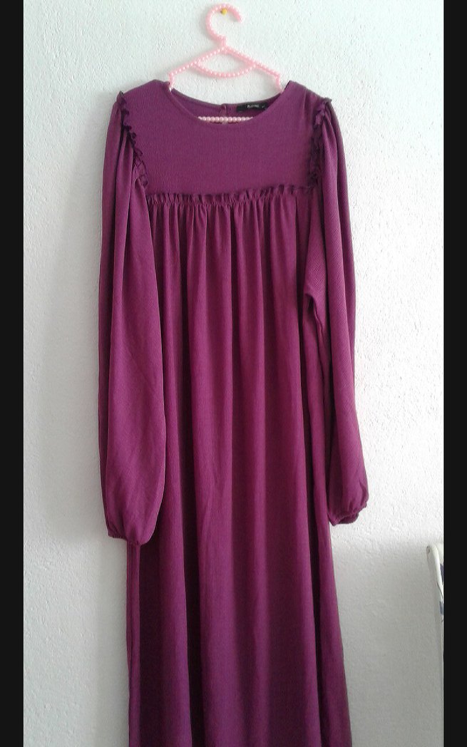 Uzun Kollu Salaş Elbise robalı elbise - Görsel 5