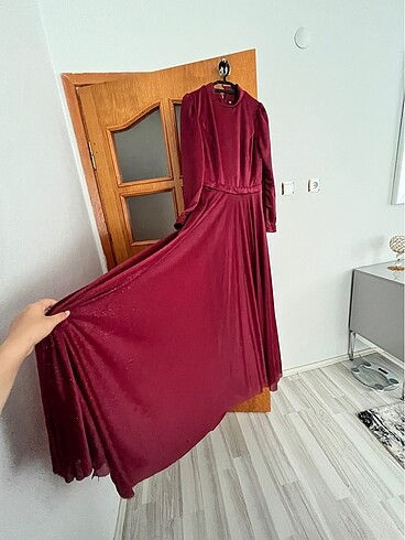 Diğer Bordo tül , astarlı elbise