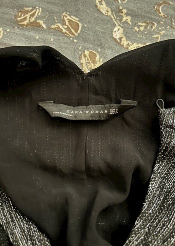s Beden Zara Gri Pilili Halter Yaka Midi Abiye Elbise