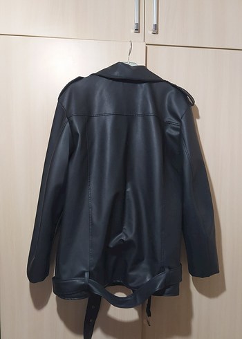 Siyah Kadın Deri Biker Ceket - Görsel 3