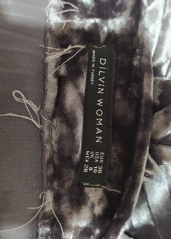 Gri Pilili Uzun Kadife Kadın Etek - Görsel 4